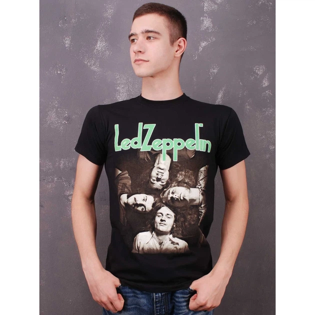Футболка Led Zeppelin Green Logo M Чорний - Фото 1 Футболка Led Zeppelin Green Logo M Чорний - изображение 1