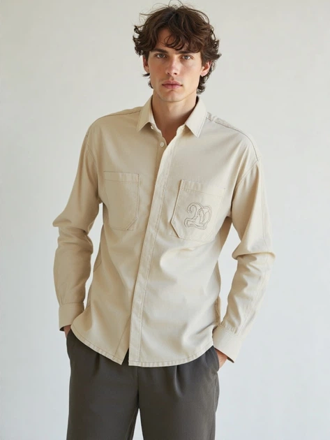 Рубашка джинсовая H&M M Горчичный 101255_дж.руб - Фото 1 Рубашка джинсовая H&M M Горчичный 101255_дж.руб - изображение 1