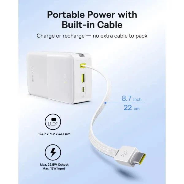Повербанк 30000 mAh із швидкою зарядкою Baseus EnerFill FC51 (22.5W, USB/Type-C). White - зображення 2