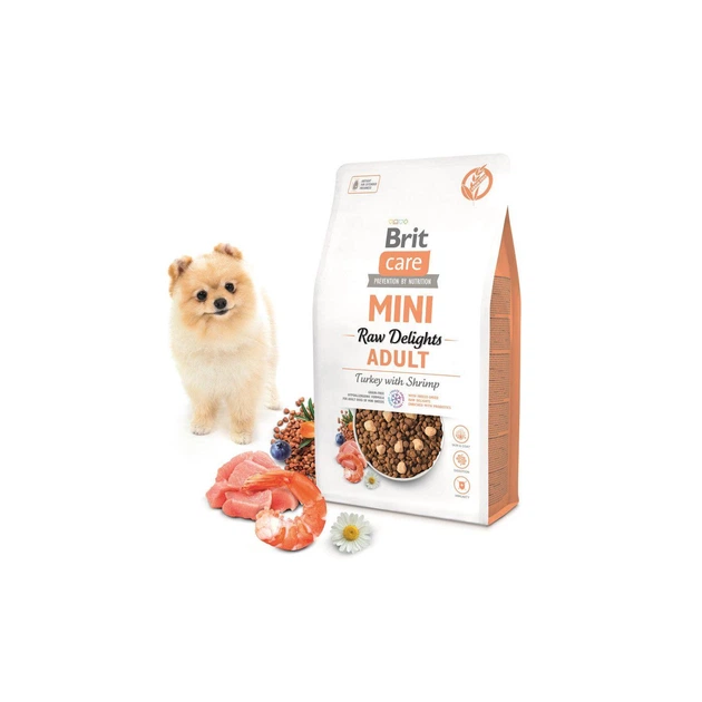 Корм сухой Brit Care Mini Raw Delights Turkey with Shrimp для собак малых пород индейка с креветкой 2 кг - изображение 2