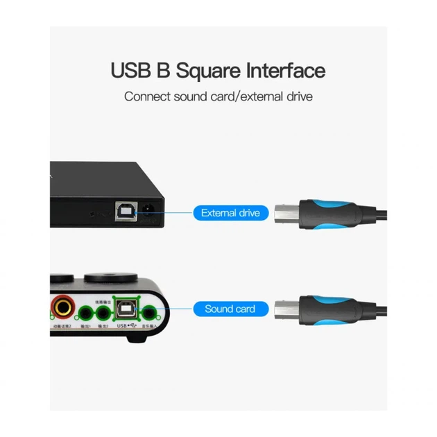 Кабель для принтера USB 2.0 AM/BM 1.0m black Vention (VAS-A16-B100) (344277) - изображение 4