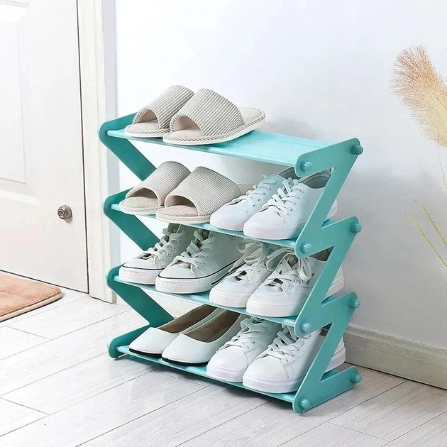 Полиця-органайзер для взуття на 4 полиці Shoe Rack бірюзова - Фото 1 Полиця-органайзер для взуття на 4 полиці Shoe Rack бірюзова - зображення 1