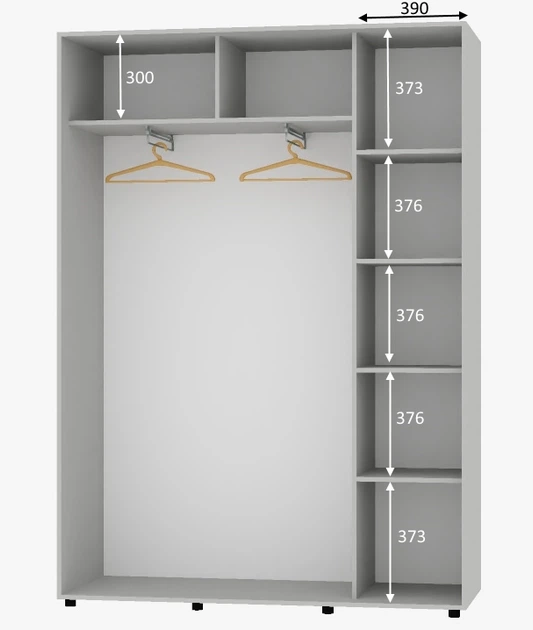 Шкаф-купе двухдверный Алекса ДСП 150*45*190 см Серый - изображение 2