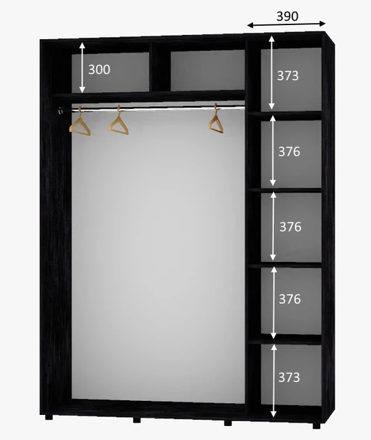 Шкаф-купе двухдверный Алекса ДСП 160*60*200 см Бетон темный - Фото 2 Шкаф-купе двухдверный Алекса ДСП 160*60*200 см Бетон темный - изображение 2