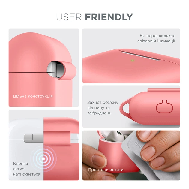 Силиконовый чехол для наушников Apple AirPods Pro, Hang Case, розовый, ультратонкий защитный кейс толщиной 2 мм, защита от царапин, пыли и ударов, компактный, с карабином для крепления, ArmorStandart (ARM56054) - Фото 5 Силиконовый чехол для наушников Apple AirPods Pro, Hang Case, розовый, ультратонкий защитный кейс толщиной 2 мм, защита от царапин, пыли и ударов, компактный, с карабином для крепления, ArmorStandart (ARM56054) - изображение 5