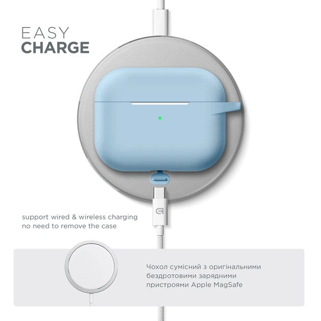 Силиконовый чехол для наушников Apple AirPods Pro, Hang Case, голубой, ультратонкий защитный кейс толщиной 2 мм, защита от царапин, пыли и ударов, компактный, с карабином для крепления, ArmorStandart (ARM56063) - изображение 7