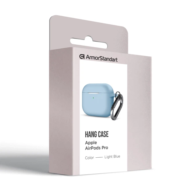 Силиконовый чехол для наушников Apple AirPods Pro, Hang Case, голубой, ультратонкий защитный кейс толщиной 2 мм, защита от царапин, пыли и ударов, компактный, с карабином для крепления, ArmorStandart (ARM56063) - изображение 8