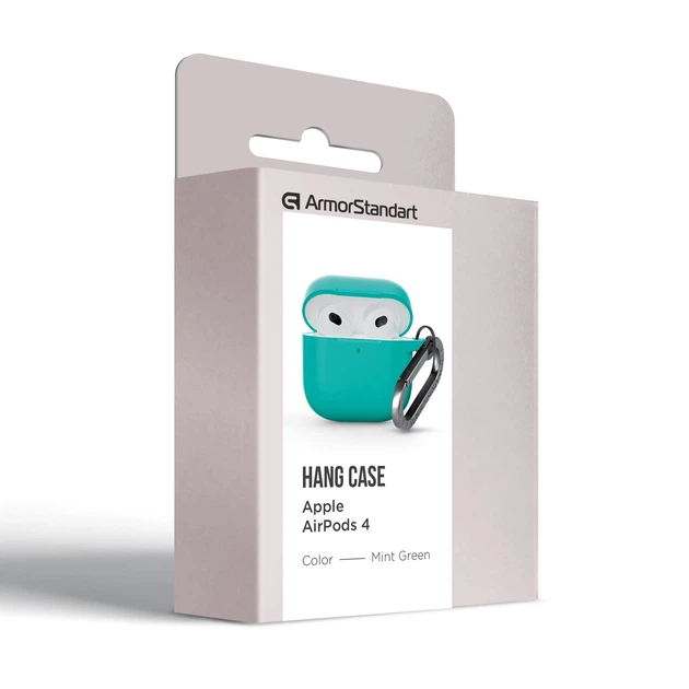Силиконовый чехол для наушников Apple AirPods 4, Hang Case, бирюзовый, ультратонкий защитный кейс толщиной 2 мм, защита от царапин, пыли и ударов, компактный, с карабином для крепления, ArmorStandart (ARM81287) - изображение 8