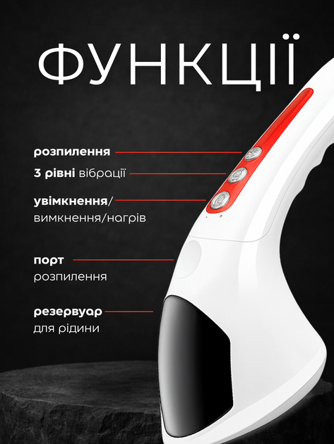 Массажер для лица и шеи микротоковый вибрационный с подогревом LED подсветкой увлажнитель со спреем лифтинг тонус для разглаживания морщин подтяжки кожи лица улучшения впитывания сывороток кремов компактный аккумуляторный USB ABS пластик Hechpro AH02YT - изображение 2