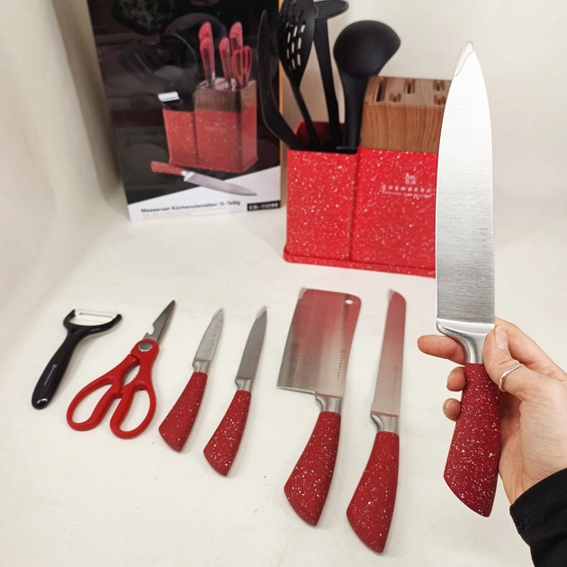 Набор кухонных ножей Edenberg EB-11098 из 12 предметов на стойке Red - изображение 9