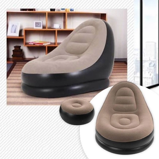 Надувное кресло с пуфом для отдыха AIR SOFA велюровое - изображение 10