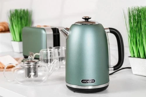 Електрочайник Ardesto EKL-F400G, Mint, 2200 Вт, 1.8 л, дисковий, індикатор роботи, корпус нержавіюча сталь, захист від перегріву та автоматичне відключення при відсутності води - Фото 6 Електрочайник Ardesto EKL-F400G, Mint, 2200 Вт, 1.8 л, дисковий, індикатор роботи, корпус нержавіюча сталь, захист від перегріву та автоматичне відключення при відсутності води - изображение 6