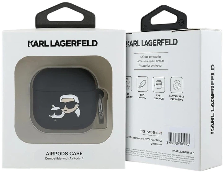 Etui Karl Lagerfeld Silicone Karl & Chaupette Head 3D do Apple AirPods 4 Black (3666339398095) - obraz 3