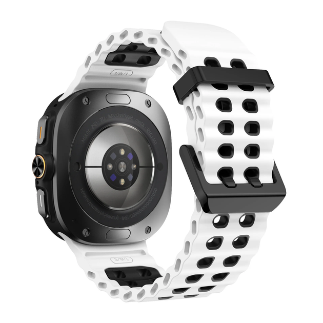 Перфорований ремінець Wave Classic для Samsung Galaxy Watch Ultra / Ultra (2025) – біло-чорний / силікон (WC834) - Фото 2 Перфорований ремінець Wave Classic для Samsung Galaxy Watch Ultra / Ultra (2025) – біло-чорний / силікон (WC834) - зображення 2
