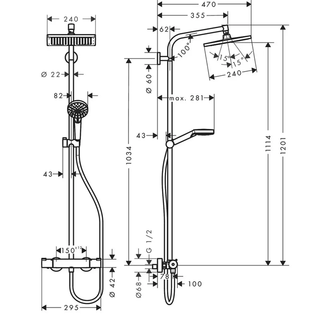 Душова система Hansgrohe Crometta E 240 1jet Showerpipe (27271000) - зображення 3
