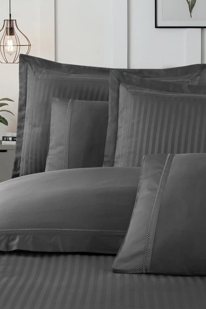 Постільна білизна євро розмір La Romano Mona Premium Satin Orcella Grey - зображення 2