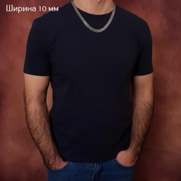 Широкая серебряная цепочка мужская Фараон толстая ширина 10 мм черненая длина 55 см Фараон/55 - изображение 2