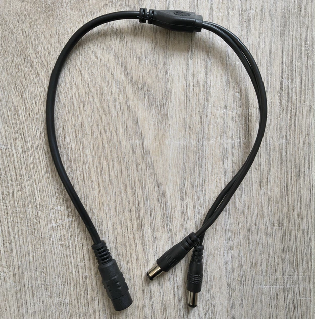 Спліттер розгалужувач живлення DC 5.5x2.1 мм (1F х 2M) для камер CCTV Led-стрічок, 40 см (48955) - зображення 2