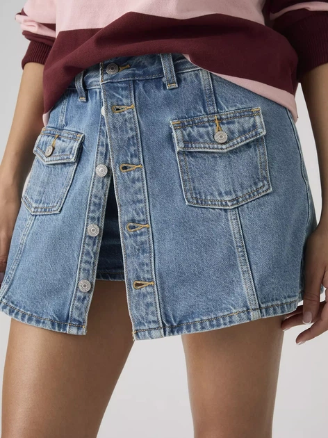 Spódnica damska jeansowa mini Levi`s Button Front Skort 005NA-0000 28 Błękitna (5401187796819) - obraz 6