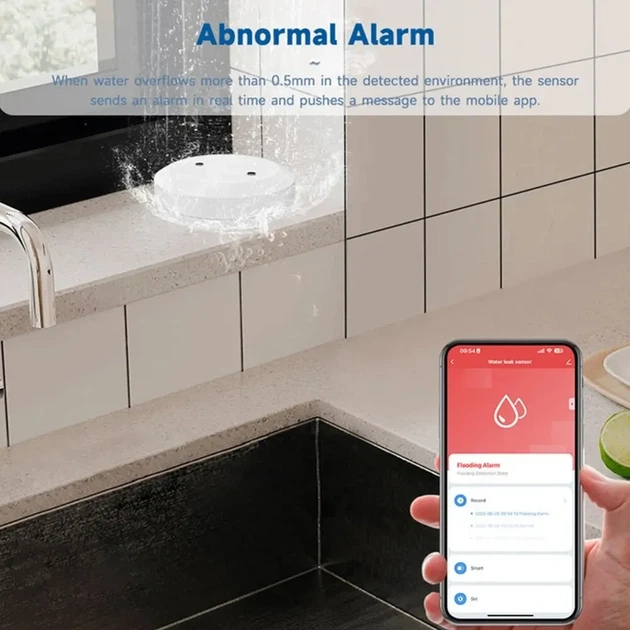Датчик утечки воды ZigBee Детектор затопления Tuya - Фото 3 Датчик утечки воды ZigBee Детектор затопления Tuya - изображение 3