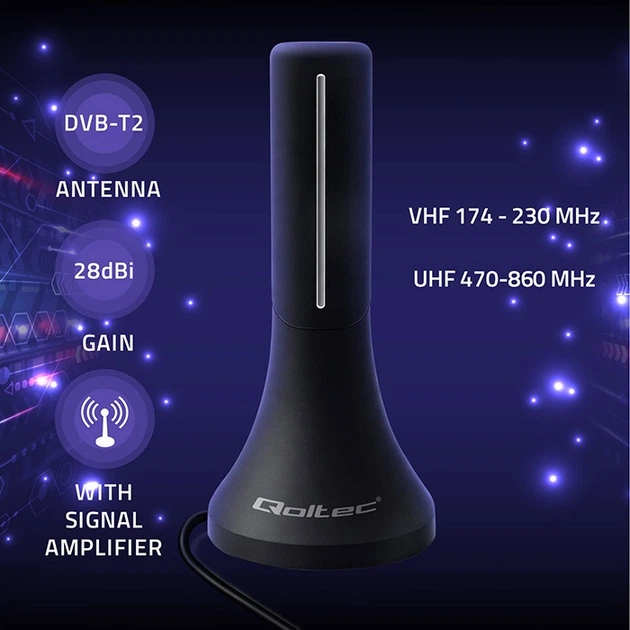 Wewnętrzna antena Qoltec TV DVB-T/T2 (5901878570655) - obraz 7