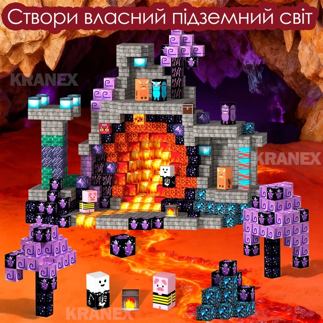 Магнитный конструктор Minecraft, Конструктор Майнкрафт для детей, набор магнитных кубиков 100 шт MIG100.02 - Фото 8 Магнитный конструктор Minecraft, Конструктор Майнкрафт для детей, набор магнитных кубиков 100 шт MIG100.02 - изображение 8