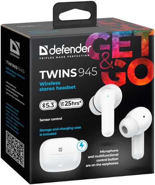 Навушники Defender Twins 945 TWS Bluetooth White (4745090829372) - зображення 8