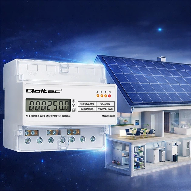 Miernik zużycia energii elektrycznej Qoltec trójfazowy 400 V 100 A LED na szynę DIN (5901878509785) - obraz 13