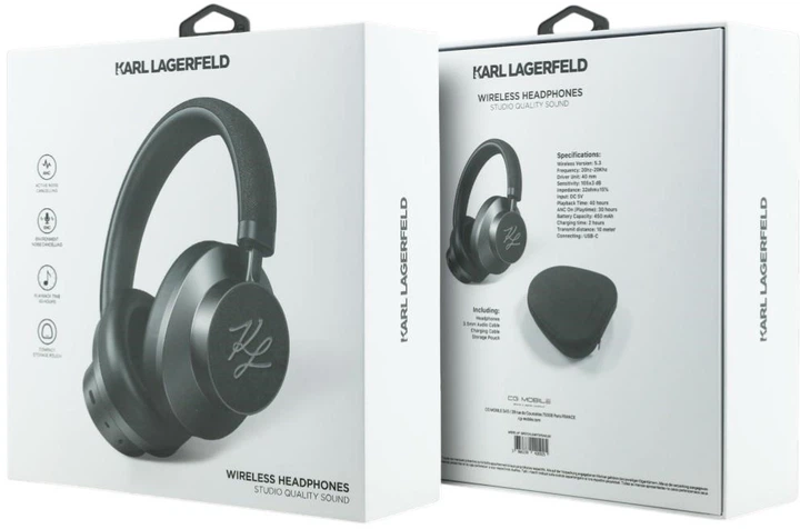 Słuchawki  Karl Lagerfeld Grained Initials Black (3666339420925) - obraz 7