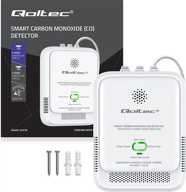 Датчик чадного газу Qoltec 85 дБ LED (5901878525761) - зображення 12