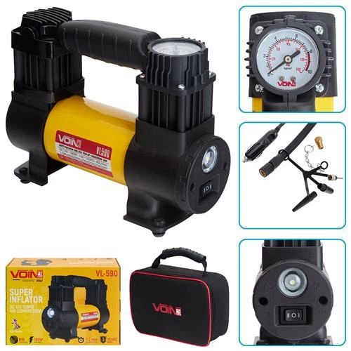 Компрессор автомобильный "VOIN" VL-590 150psi/15Amp/40л/прикур./фонарь - Фото 1 Компрессор автомобильный "VOIN" VL-590 150psi/15Amp/40л/прикур./фонарь - изображение 1