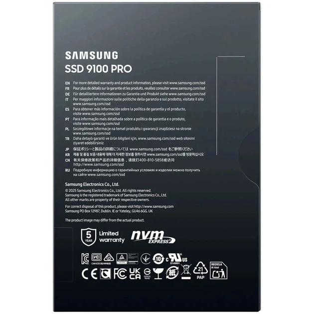 SSD диск Samsung 9100 Pro 1TB M.2 (MZ-VAP1T0BW) - Фото 6 SSD диск Samsung 9100 Pro 1TB M.2 (MZ-VAP1T0BW) - зображення 6