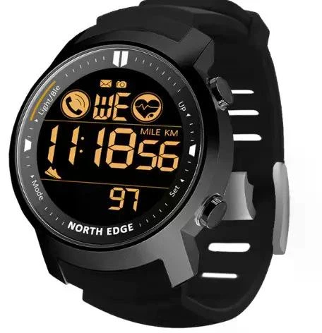 Тактические спортивные часы North Edge Laker Black с Bluetooth, шагомером, секундомером и подсветкой, 5ATM - Фото 2 Тактические спортивные часы North Edge Laker Black с Bluetooth, шагомером, секундомером и подсветкой, 5ATM - изображение 2