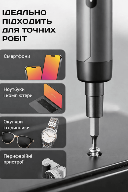 Электрическая аккумуляторная отвертка с битами NanoFix 46 предметов для точных работ - изображение 6