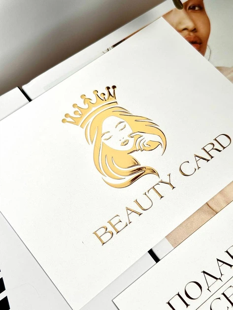 Подарочные сертификаты Beauty Card белые с объемным золотом Soft Touch (минимальный заказ 5 шт) - изображение 4