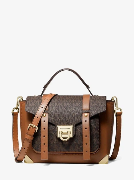Женская сумка MICHAEL KORS MANHATTAN MEDIUM LEATHER AND LOGO SATCHEL (коричневая) - Фото 2 Женская сумка MICHAEL KORS MANHATTAN MEDIUM LEATHER AND LOGO SATCHEL (коричневая) - изображение 2