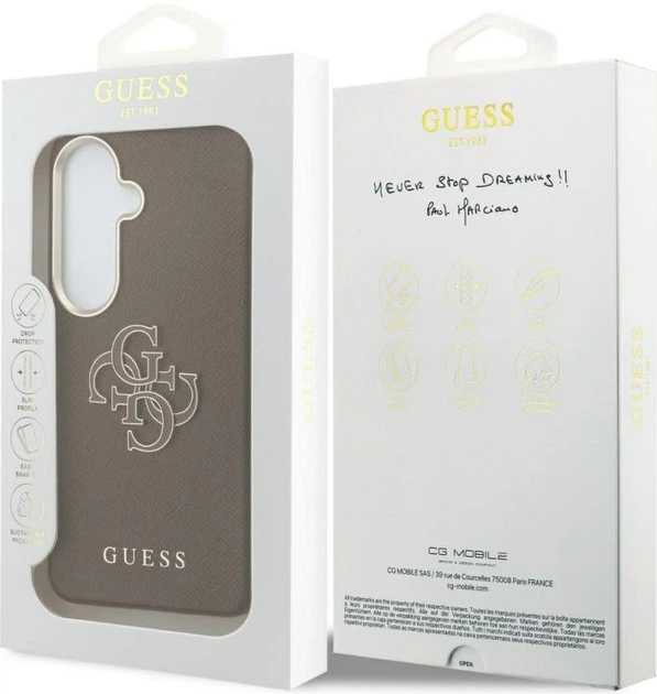 Панель Guess Grained Big 4G Metal Logo для Samsung Galaxy S26 Brown (3666339612948) - зображення 4