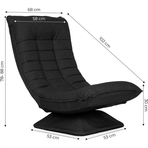 Крісло поворотне для вітальні ModernHome Регульований лежак для вітальні Чорне (5905817011711) - зображення 7