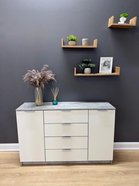 Комод Standart 4+2 Бетон/Білий 1254x800x345 мм. - изображение 8