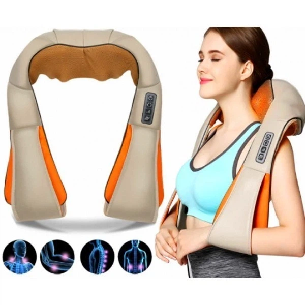 Массажер для шеи спины с ИК-подогревом | Massager of neck kneading Plus | Роликовый массажер-накидка на плечи - изображение 4