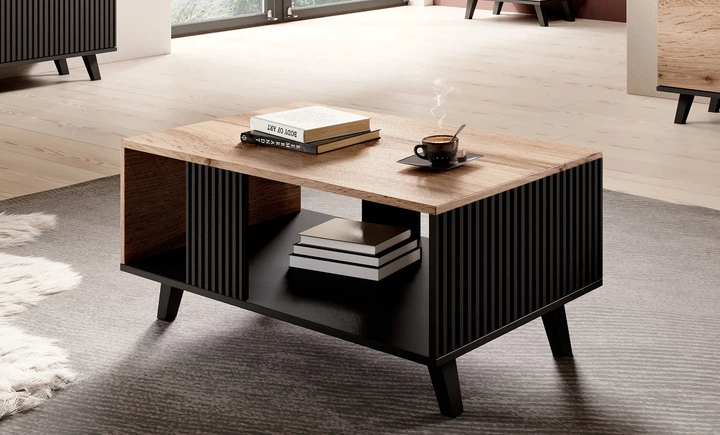 Ława Halmar RANDOM LAW-1 Dąb wotan / czarny (V-PL-RANDOM-LAW-1) (5905248104198) - obraz 5