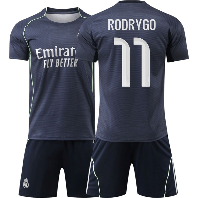 Футбольна форма дитяча Rodrygo (Родриго) 11 Real Madrid (Реал Мадрид) 28 розмір зріст 150-155 см темно синя - Фото 1 Футбольна форма дитяча Rodrygo (Родриго) 11 Real Madrid (Реал Мадрид) 28 розмір зріст 150-155 см темно синя - зображення 1
