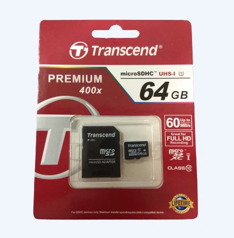 Карта пам'яті TRANSCEND MicroSD 64GB C10+SD - изображение 2