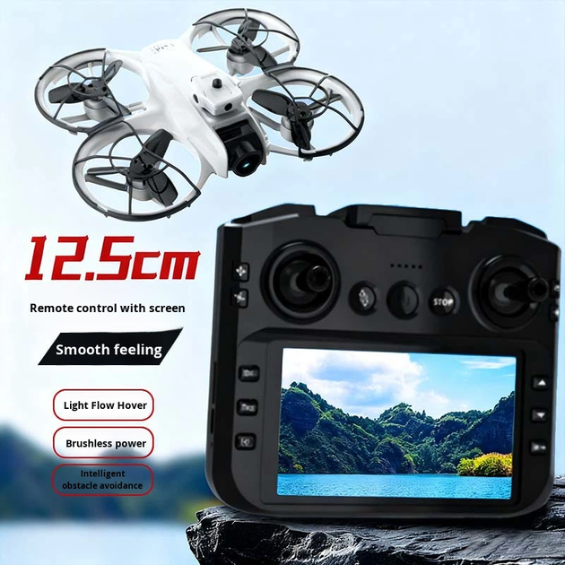 Квадрокоптер M63 WiFi FPV с экраном 4.3", двойная камера, обход препятствий 360°, бесколлекторный дрон - изображение 7