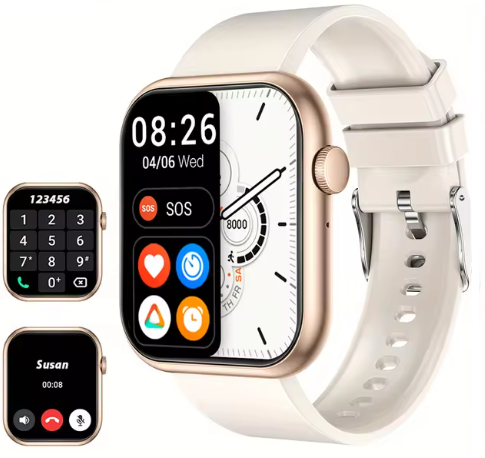 Смарт часы женские Smart Watch QX7Pro с функцией звонка и бежевым ремешком - Фото 1 Смарт часы женские Smart Watch QX7Pro с функцией звонка и бежевым ремешком - изображение 1