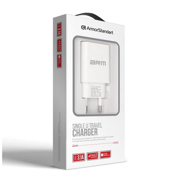 Зарядний пристрій Armorstandart AR02 Basic USB 3.1A White (ARM59714) - зображення 7