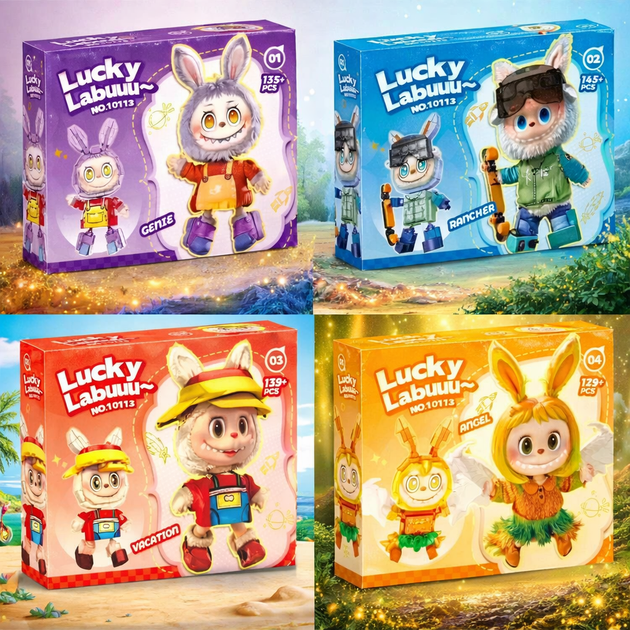 Конструктор Labubu 4 в 1 Lucky Labubu NO.10113 набір фігурок Rancher Genie Vacation Angel - Фото 1 Конструктор Labubu 4 в 1 Lucky Labubu NO.10113 набір фігурок Rancher Genie Vacation Angel - зображення 1