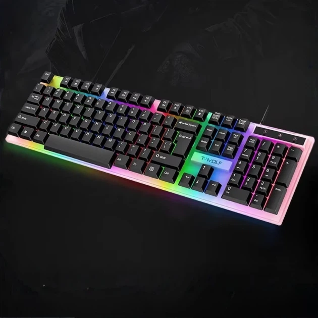 Комплект проводной игровой клавиатура и мышь T-Wolf TF-240 4в1 с RGB подсветкой Black (3_08049) - изображение 8