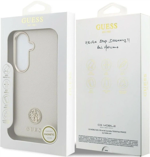 Панель Guess Rhinestone Round Logo MagSafe для Samsung Galaxy S26 Plus Beige (3666339613433) - зображення 3