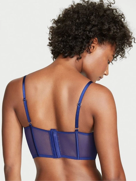 Комплект білизни Victoria’s Secret Soft Chambray Blue Embroidered Unlined Corset Bra Індиго 34DD-M - изображение 3